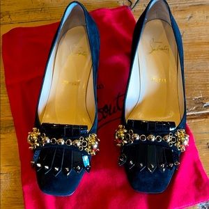 Christian Louboutin black velvet/paten mix